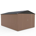 Garvee Spacious 8x12 FT Metal Outdoor Storage Outdoor Storage - Reinforced Frame, Lockable T-Type Door, Weatherproof, Ideal for Garden Tools & Bikes - Brown with Dark Roof