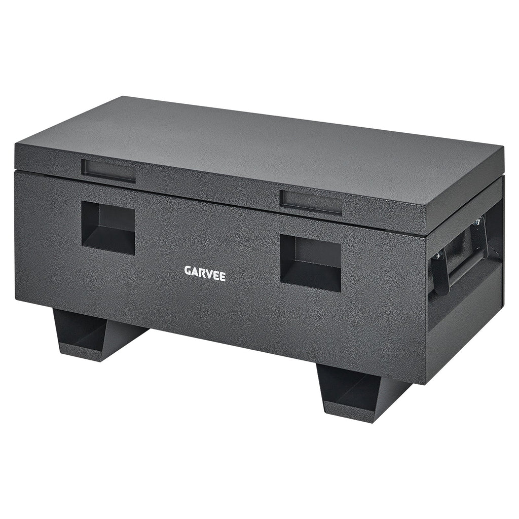 Garvee 36"x 16"x 18" Heavy-Duty Steel Truck Bed Tool Box - Lockable Waterproof Jobsite Chest with Removable Feet, Side Handles, and Dual Locks, Black with Silver Floral Spray Coating, Ideal for Trucks, Trailers, and Garages, Grey