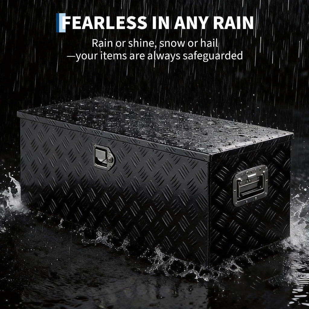 Garvee 30"x15"x15" Aluminum Truck Bed Tool Box, Weatherproof Storage Chest with Lock & Keys, Side Handles, Gas Strut Lid, Large-Capacity Heavy-Duty Organizer for Pickup, Trailer, and RV, Black