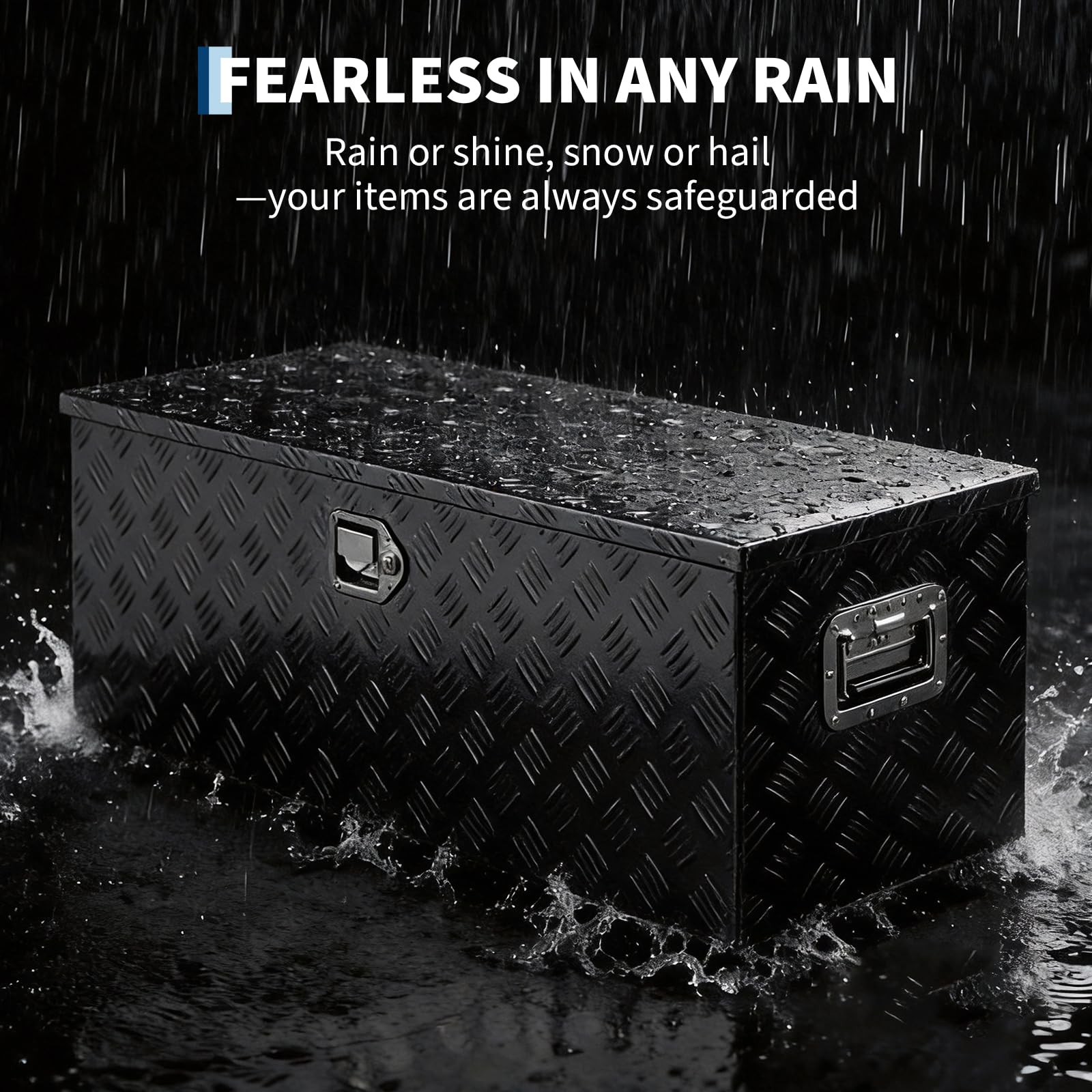 Garvee 36"x15"x15" Aluminum Truck Bed Tool Box, Weatherproof Storage Chest with Lock & Keys, Side Handles, Gas Strut Lid, Large-Capacity Heavy-Duty Organizer for Pickup, Trailer, and RV, Black