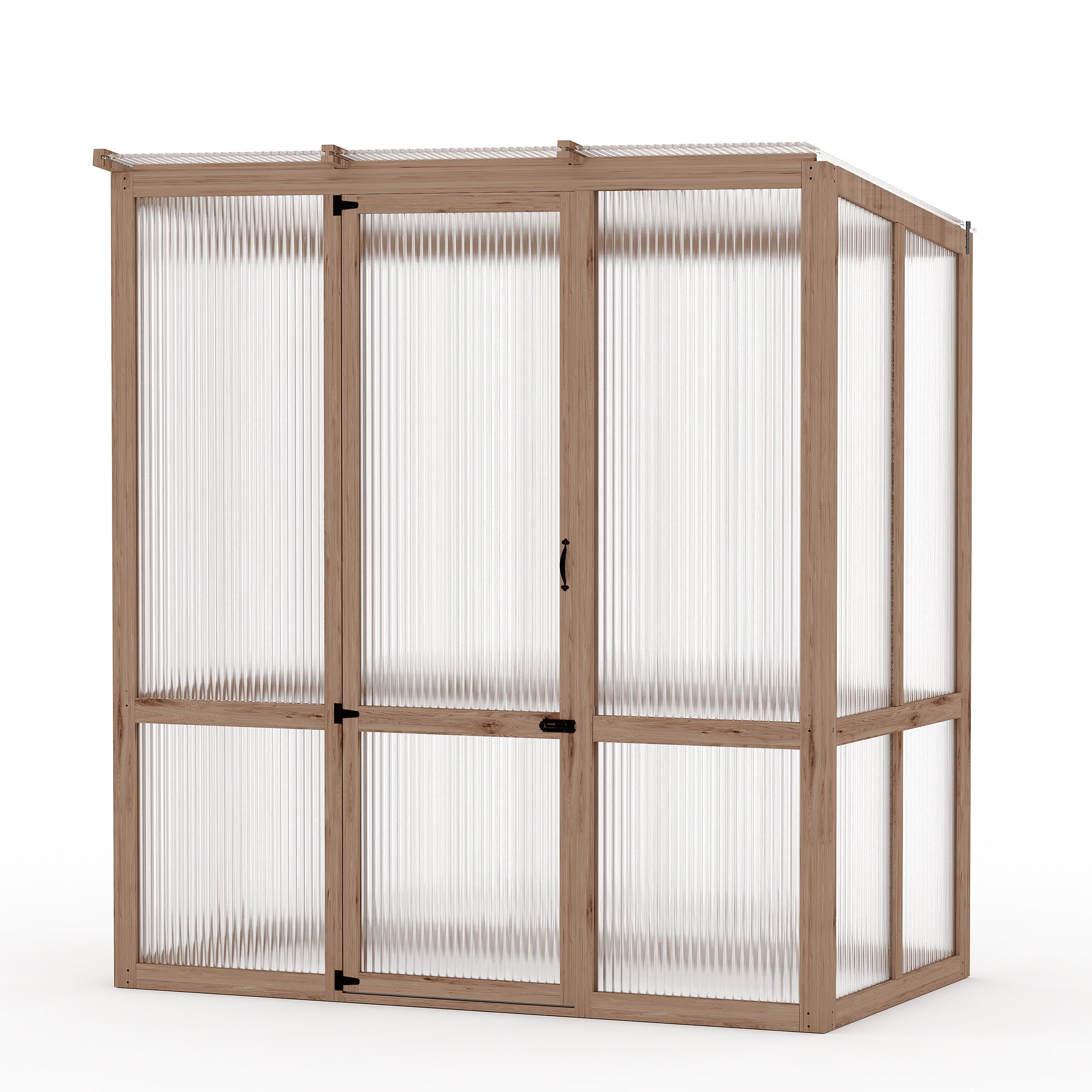 Garvee 4x6FT Wooden Greenhouse with Cedar Frame, Outdoor Wood Greenhouses with Roof Vent, Wood and Polycarbonate Walk-in Greenhouse