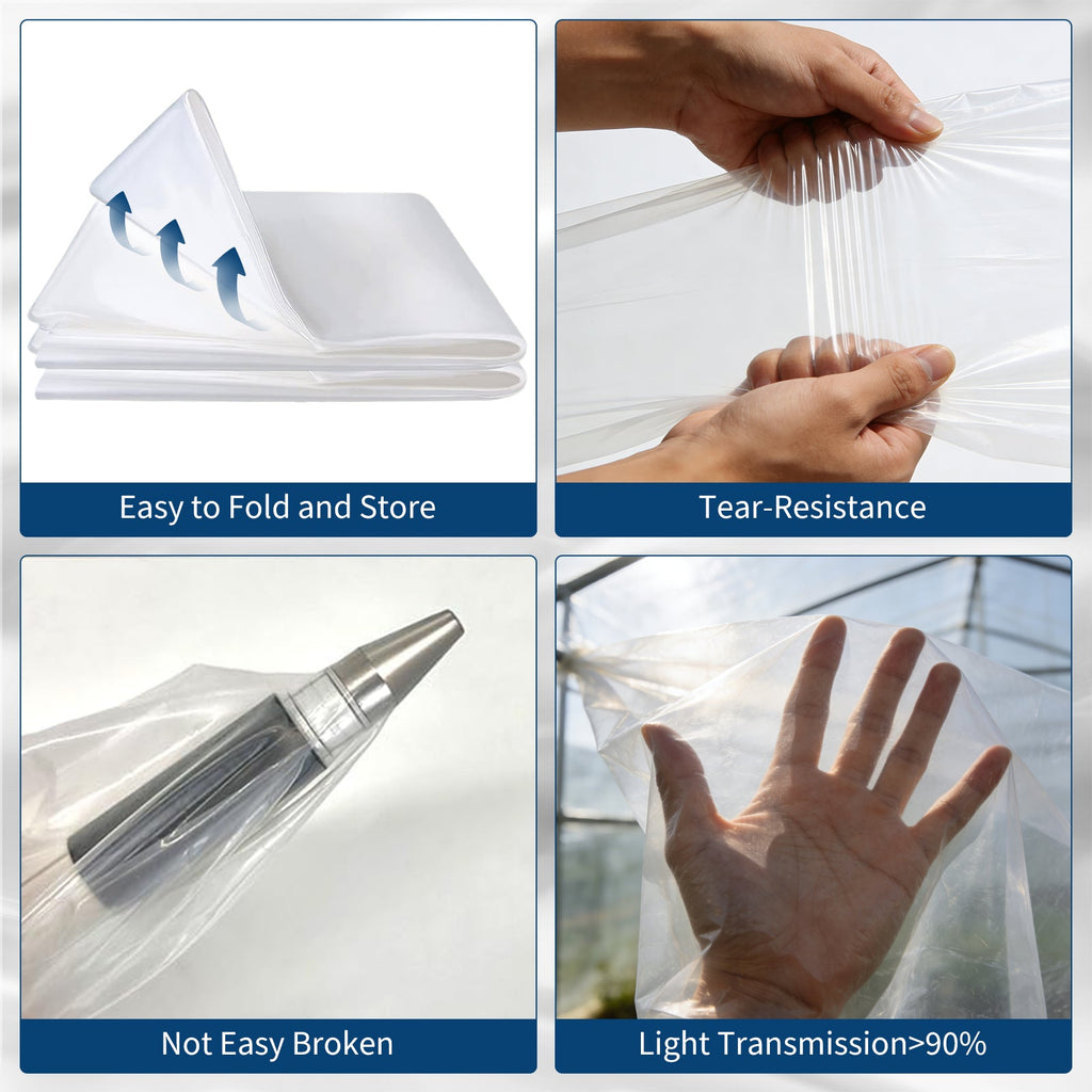 Garvee 20 x 100 FT 6 Mil Greenhouse Plastic Sheeting, Clear UV-Stabilized LDPE Film with 2-Year Anti-Aging Treatment for Garden, Farm, Painting & Storage