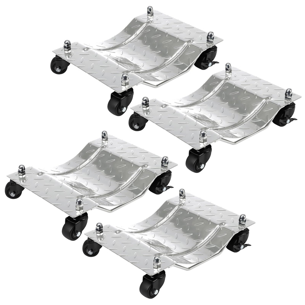Garvee Heavy-Duty Vehicle Wheel Dolly Set of 4 – 6000 lbs Capacity – 360° Rotating Upgraded Nylon Wheels with Brakes – Ideal for Cars, Trucks, Trailers, Motorcycles, Boats – Mobile Base Equipment – Silver Upgraded Version