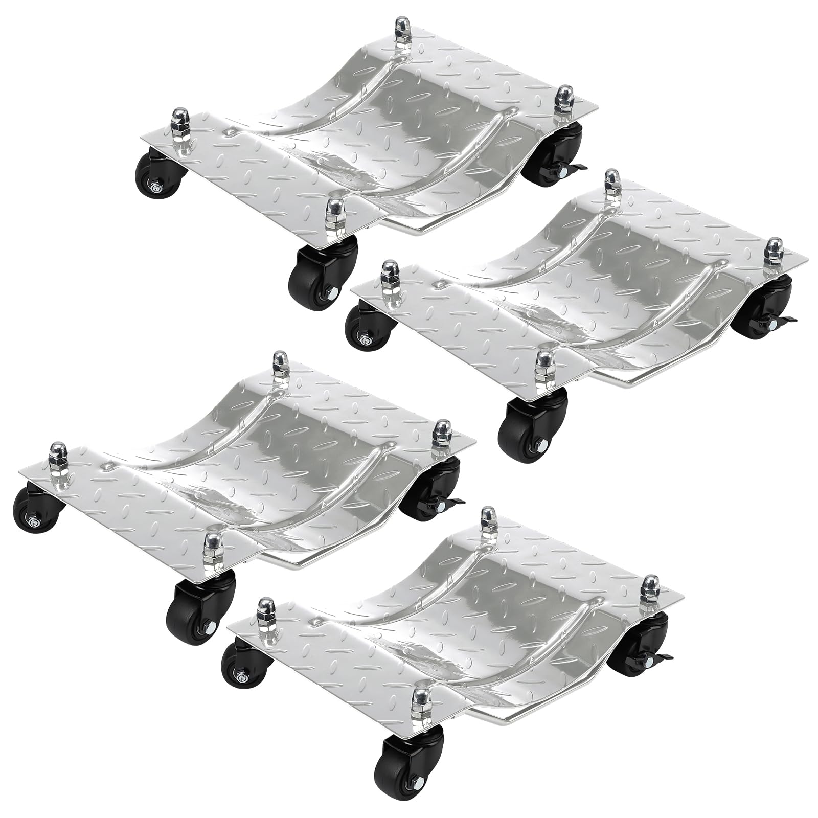 Garvee Heavy-Duty Vehicle Wheel Dolly Set of 4 – 6000 lbs Capacity – 360° Rotating Upgraded Nylon Wheels with Brakes – Ideal for Cars, Trucks, Trailers, Motorcycles, Boats – Mobile Base Equipment – Silver Upgraded Version