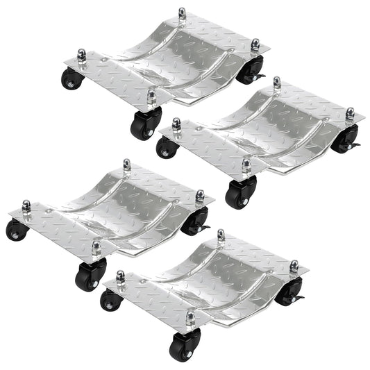 Garvee Heavy-Duty Vehicle Wheel Dolly Set of 4 – 6000 lbs Capacity – 360° Rotating Upgraded Nylon Wheels with Brakes – Ideal for Cars, Trucks, Trailers, Motorcycles, Boats – Mobile Base Equipment – Silver Upgraded Version