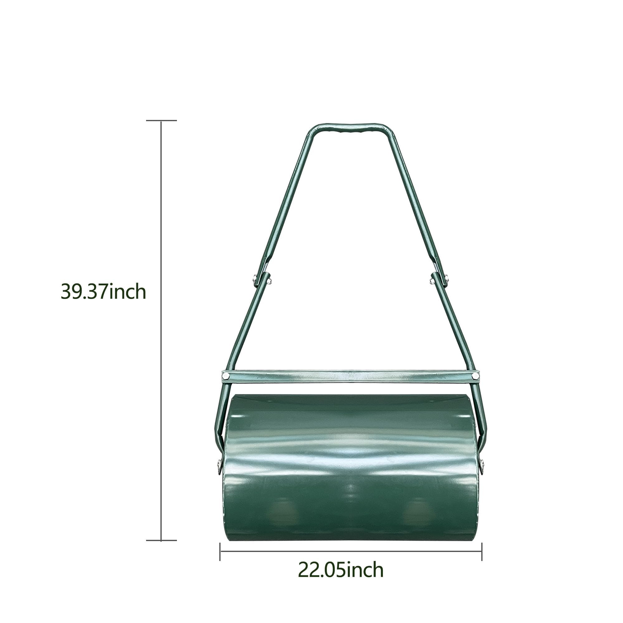 Garvee 9.5 Gallon Lawn Roller, Tow Behind & Push Steel Yard Roller for Lawn Leveling, Water/Sand Fill, U-Handle, Ideal for Seeding & Sod