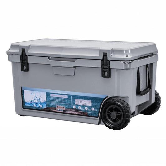 Garvee Extra-Thick Insulated Camping Cooler 70qt with Wheels - Rolling Ice Chest Keeps Ice Up to 7 Days - Portable for Food, Drinks, Beach, Picnic, Fishing, Boat - Gray - KUER-F-70 Cool Gray GRAY 6C
