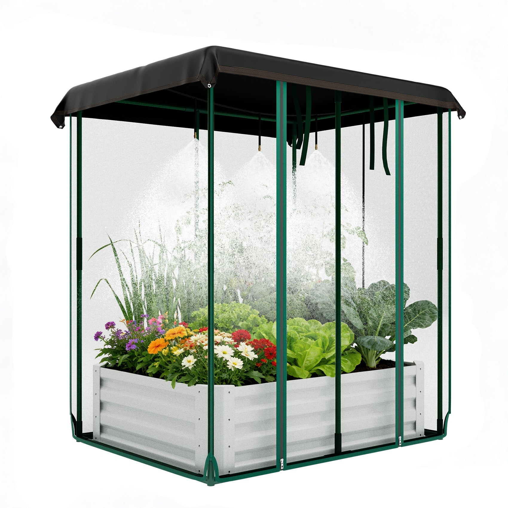 Garvee High-Quality Steel Rectangular Planting Bed with Insect-Proof Net, Integrated Garden Irrigation System, Raised Garden Bed for Vegetables and Flowers