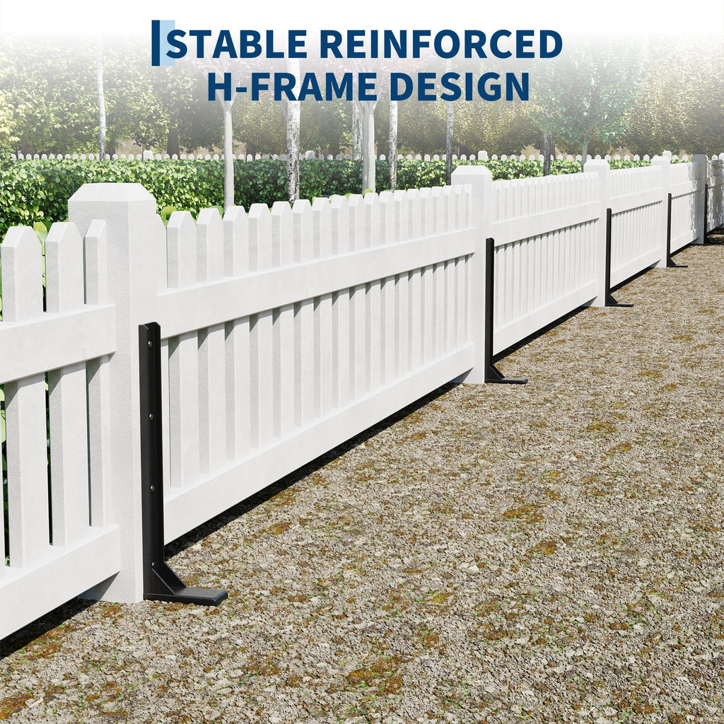 Garvee 4PCS Fence Post Repair Kit Heavy Duty Metal Stakes H-Shaped Steel Support Rust-Resistant Welded Design No Dig Quick Fix for Garden Fences