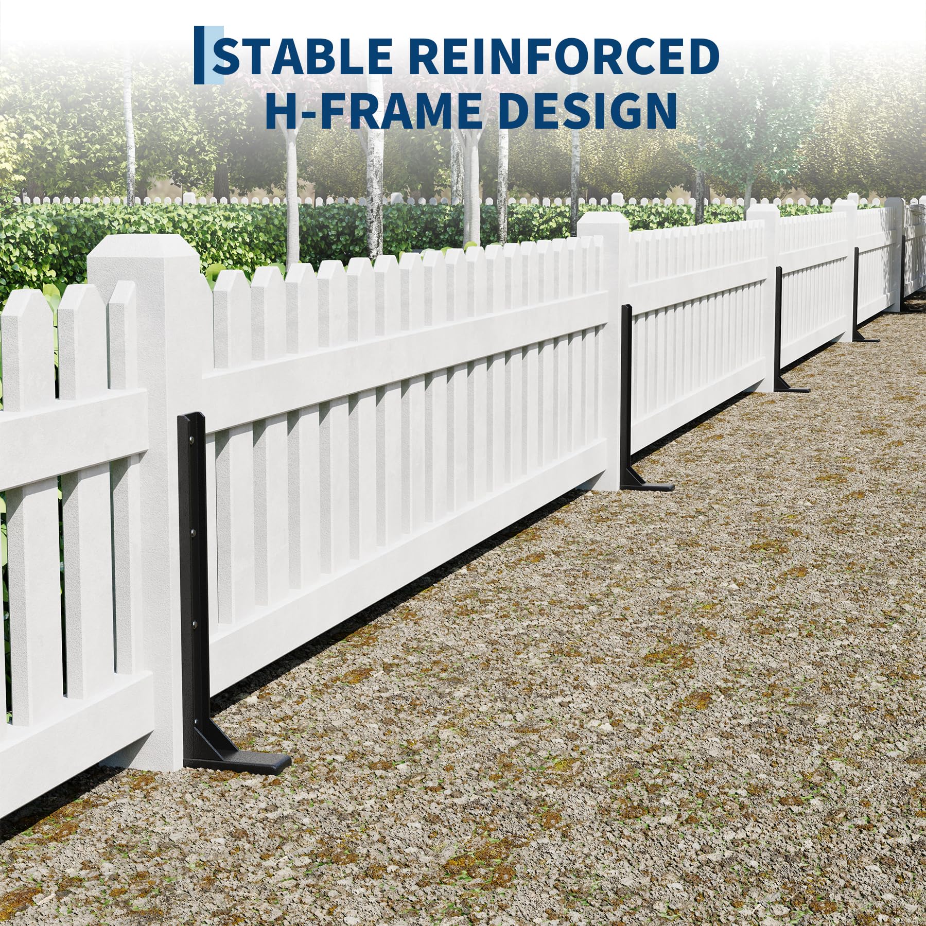 Garvee 4PCS Fence Post Repair Kit Heavy Duty Metal Stakes H-Shaped Steel Support Rust-Resistant Welded Design No Dig Quick Fix for Garden Fences