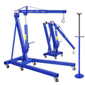 Garvee 2 Ton Folding Hydraulic Engine Hoist with Leveler and Safety Stand, 4400 lbs Capacity Heavy Duty Shop Crane Cherry Picker, 8 Ton Ram,