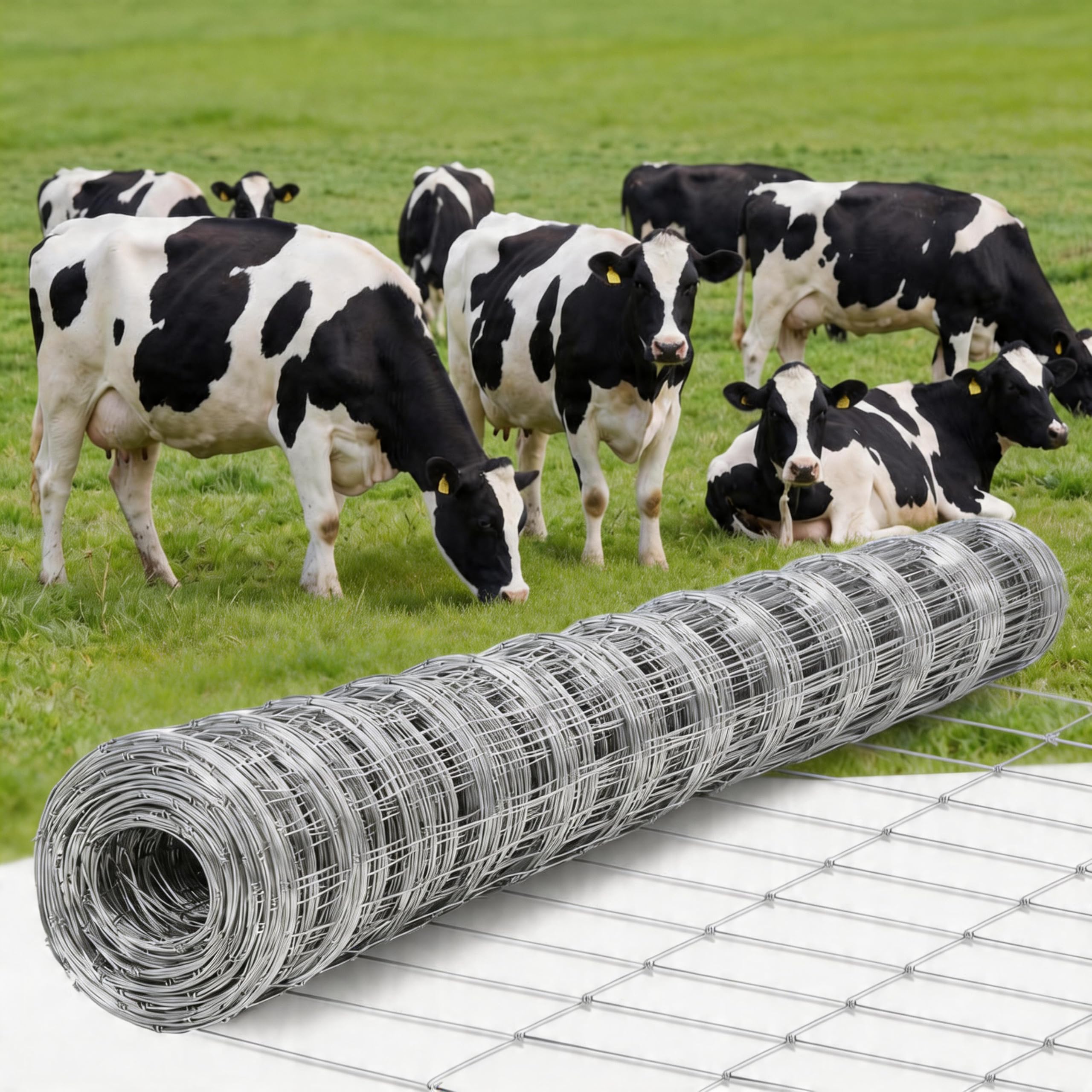 Garvee Cattle Farm Fence 5Ft x 328Ft, 12 Gauge Heavy Galvanized Steel Wire Fencing Outdoor for Livestock Control/Pet Supplies/Farmer/Agriculture/Pasture/Cross Fencing/Horse/Goat/Deer/Pig/Sheep/Garden