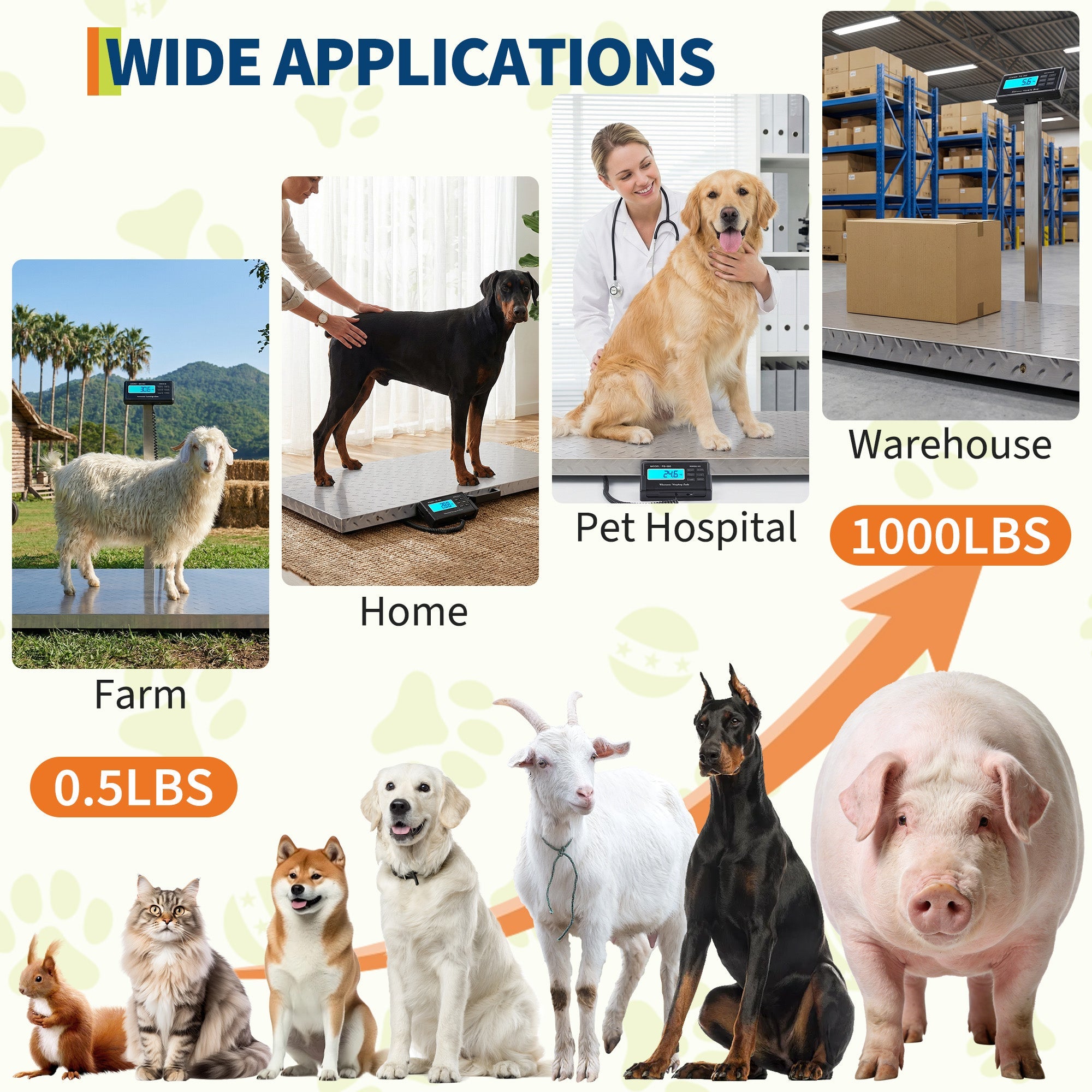 Garvee Digital Livestock Scale – 1100 lbs Capacity Large Veterinary Dog Scale with Non-Slip Steel Platform, Heavy Duty Floor Weight Scale for Goats, Sheep, Pigs, and Farm Animals (Silver)