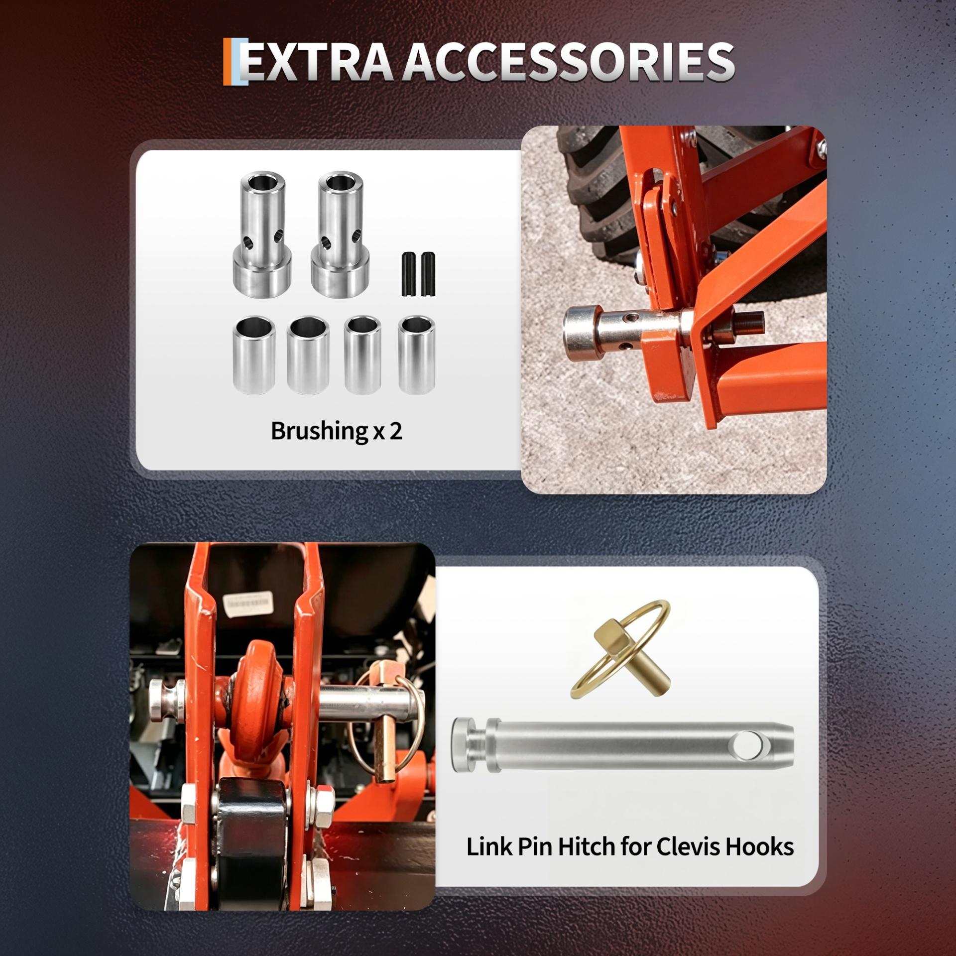 Garvee Heavy Duty 4000lbs 3-Point Quick Hitch for Category 2 Tractors - 5-Level Adjustable Bolt - 2" Receiver - Compatible with Cat 2 Implements - Farm Attachment - Orange