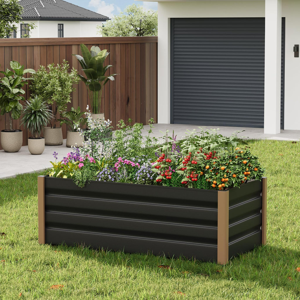 Garvee 6.5' × 2.6' × 1.3' Aluminum Raised Garden Bed, Heavy Duty Deep Planter Box for Vegetables & Flowers, Gray