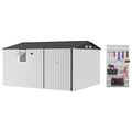 Garvee Outdoor Storage Shed, Metal Storage Cabinet with Lockable Doors & Windows, Heavy-Duty Backyard Storage Unit for Patio, Lawn & Garden