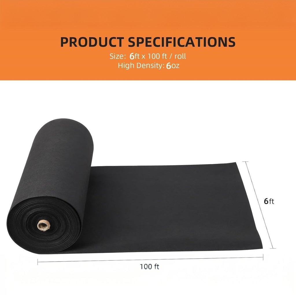 Garvee Geotextile Fabric, 6 FT x 100 FT 6 oz Nonwoven PP, 350 N Tensile Strength & 440 N Load Rating for Driveways, French Drains & Erosion Control