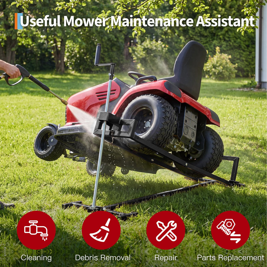 Garvee 880 lb Heavy Duty Lawn Tractor Lift Jack - Telescoping Collapsible Mower Maintenance Stand for Zero Turn Mowers, ATVs & Riding Tractors, Power Drill Compatible, Black