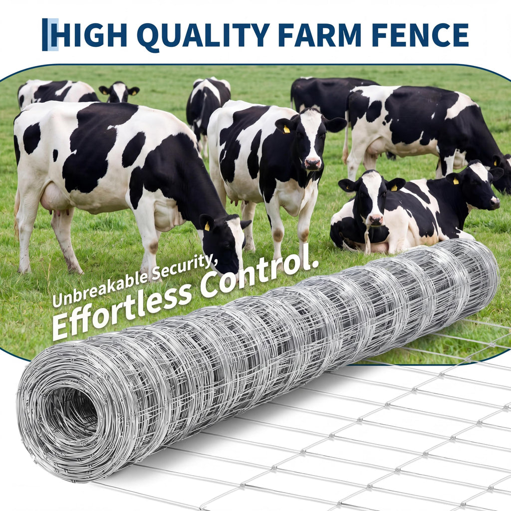 Garvee Cattle Farm Fence 5Ft x 164Ft, 12 Gauge Heavy Galvanized Steel Wire Fencing Outdoor for Livestock Control/Pet Supplies/Farmer/Agriculture/Pasture/Cross Fencing/Horse/Goat/Deer/Pig/Sheep/Garden