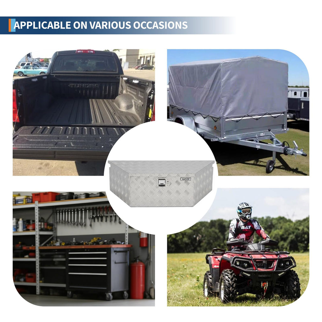 Garvee 39"x16"x12" Heavy Duty Trailer Tongue Box Steel Tool Chest with Lock & Keys, Weather-Resistant, High-Capacity Storage, Silver, for Utility Trailers & Trucks, Silver