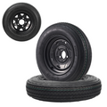 Garvee 4.80-12 Trailer Tires with 12 in Rims, 5 Lug, Load Range C, Multi-Function Lawn Mower & Tractor Tires, Black, 2 Pack