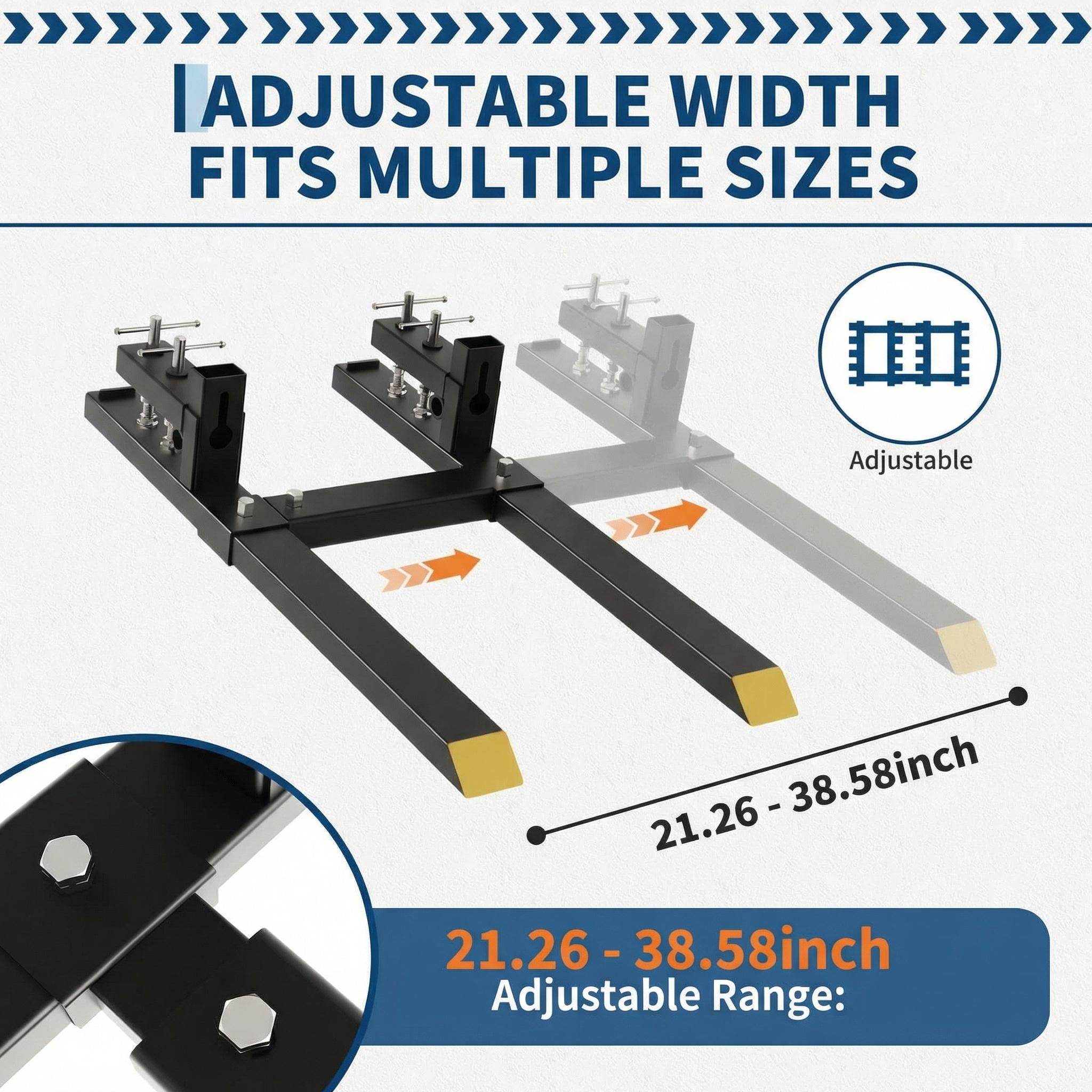 Garvee 65" Clamp on Pallet Forks with Adjustable Stabilizer Bar, Heavy Duty 6000Lbs Tractor Pallet Forks, Tractor Bucket Forks for Loader Bucket Skid Steer Tractor，Yellow