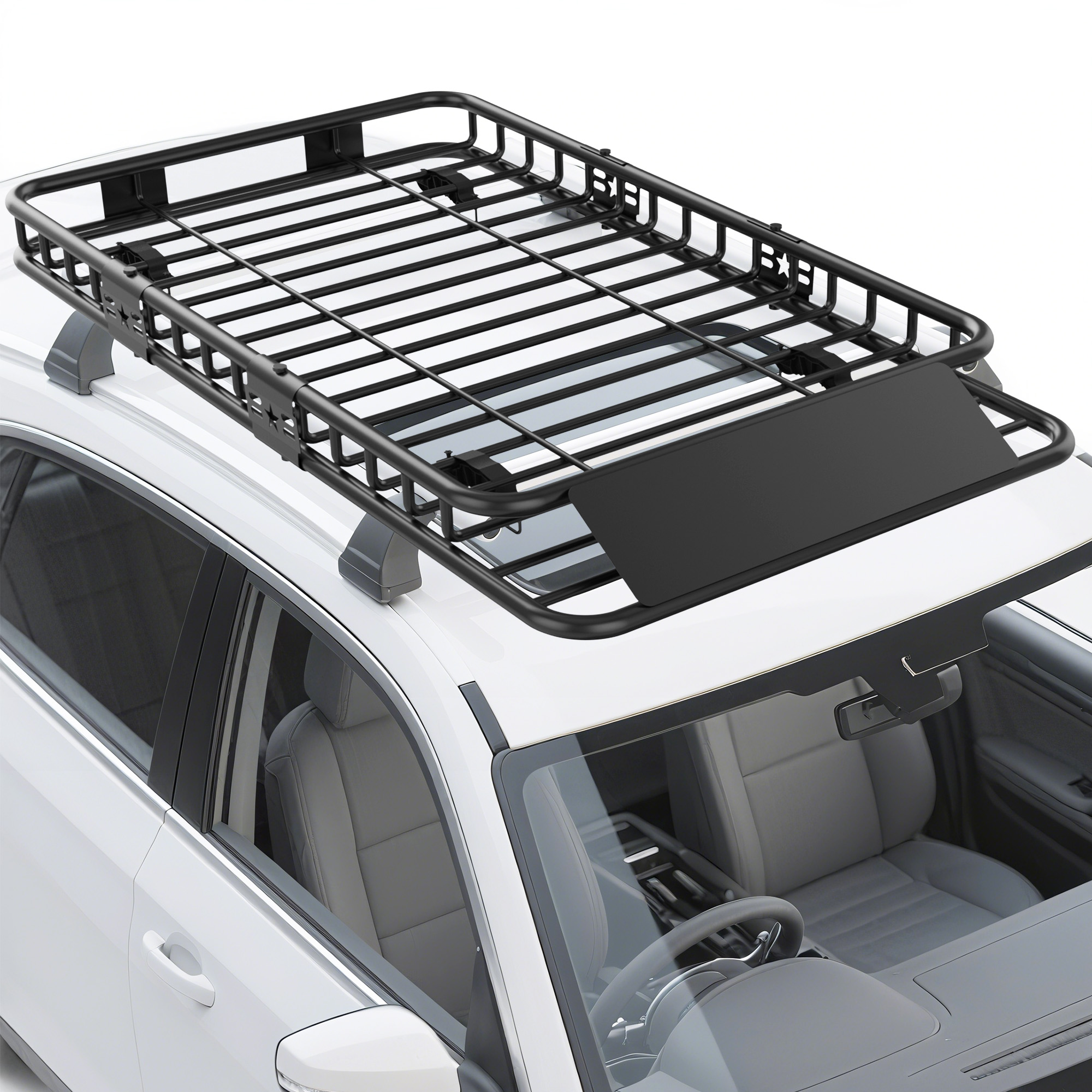 Garvee 64" x 39" x6" Rooftop Cargo Carrier Basket, Heavy Duty Steel, Black, Universal Fit for SUV and Truck Roof Racks
