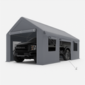 Garvee 10x20ft Portable Garage Carport Heavy Duty Steel Frame Removable Sidewalls Roll-Up Windows 180G PE Tarp Yellow Outdoor Shelter