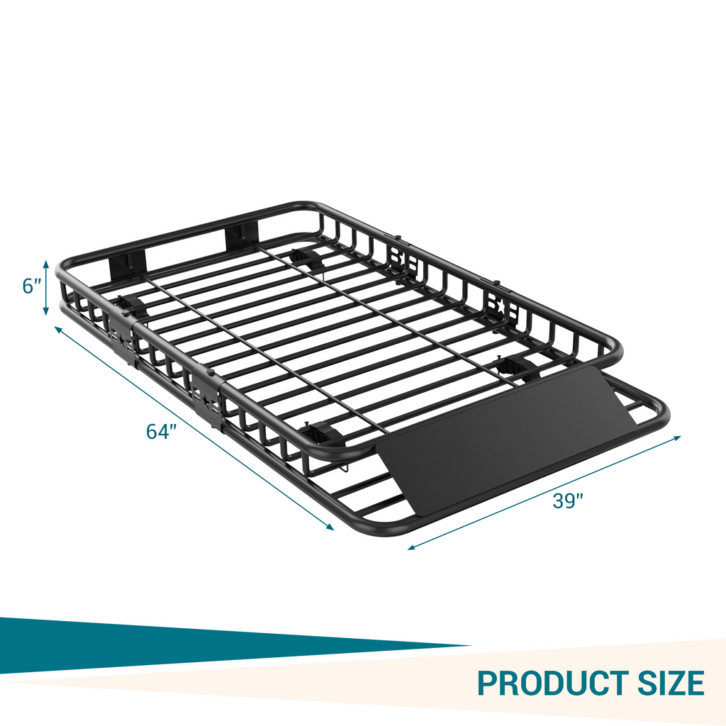 Garvee 64" x 39" x6" Rooftop Cargo Carrier Basket, Heavy Duty Steel, Black, Universal Fit for SUV and Truck Roof Racks