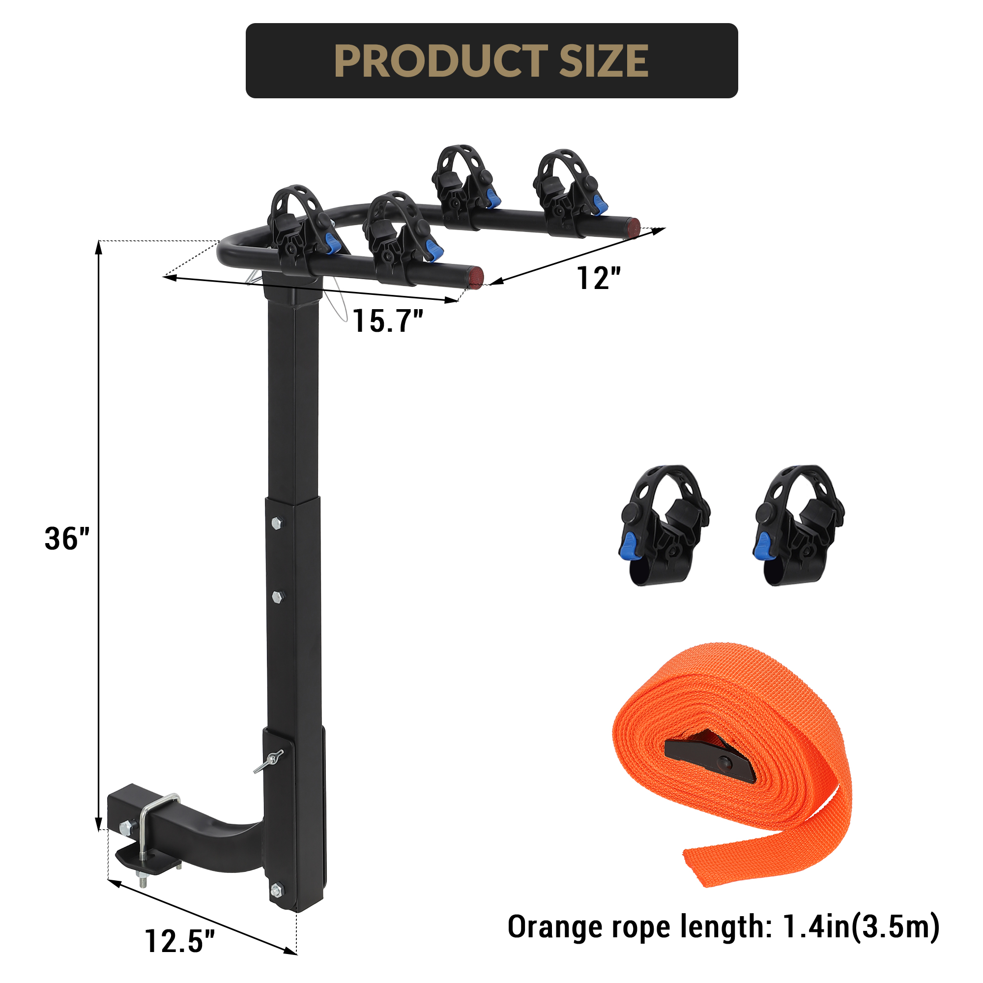 Garvee 2-Bike Rack Hitch Mount - Heavy-Duty Steel Frame Folding Bicycle Carrier with Anti-Sway Stabilizer, Fits 2" Hitch Receiver, 70 lbs Capacity, Easy Assembly for SUV, Car, Truck, and RV
