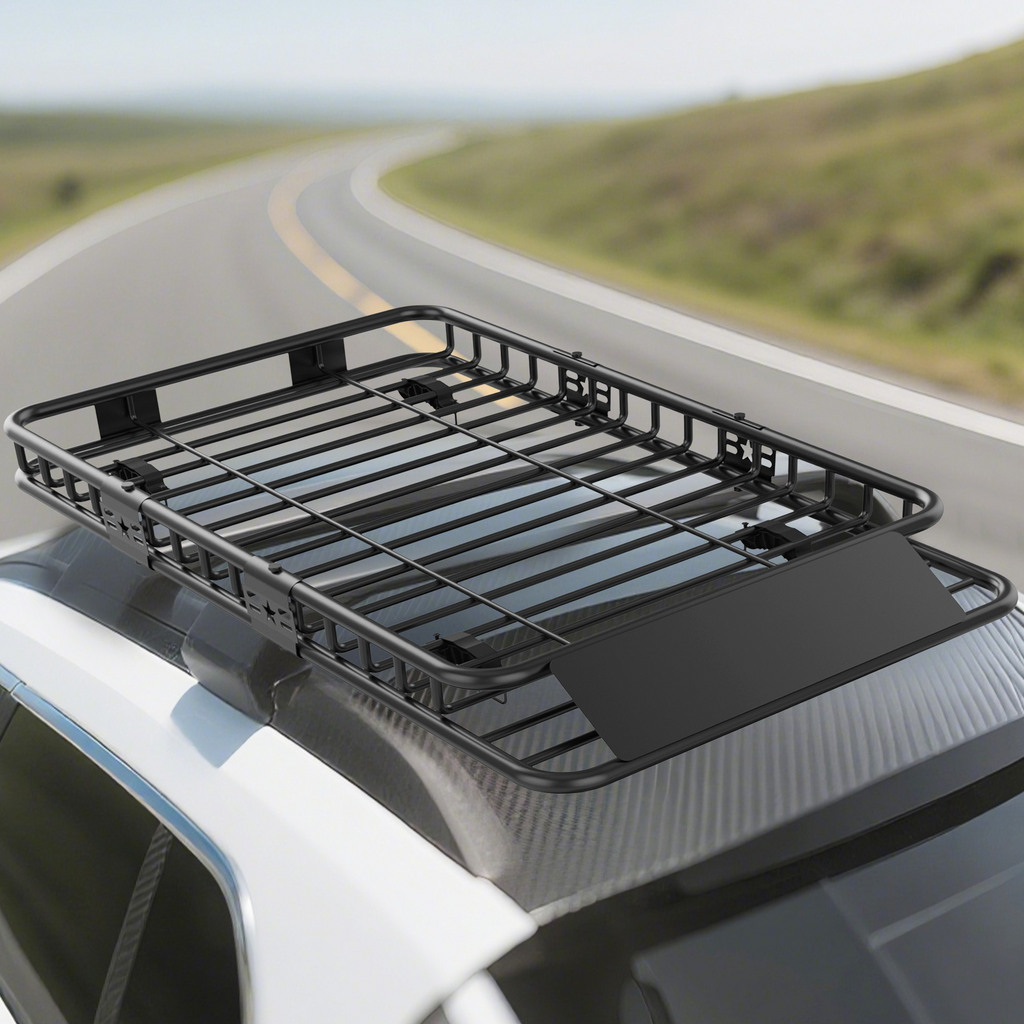 Garvee 64" x 39" x6" Rooftop Cargo Carrier Basket, Heavy Duty Steel, Black, Universal Fit for SUV and Truck Roof Racks