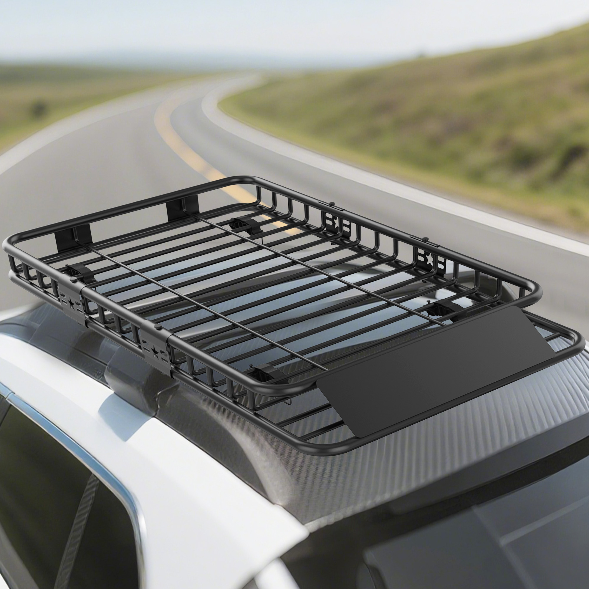 Garvee 64" x 39" x6" Rooftop Cargo Carrier Basket, Heavy Duty Steel, Black, Universal Fit for SUV and Truck Roof Racks
