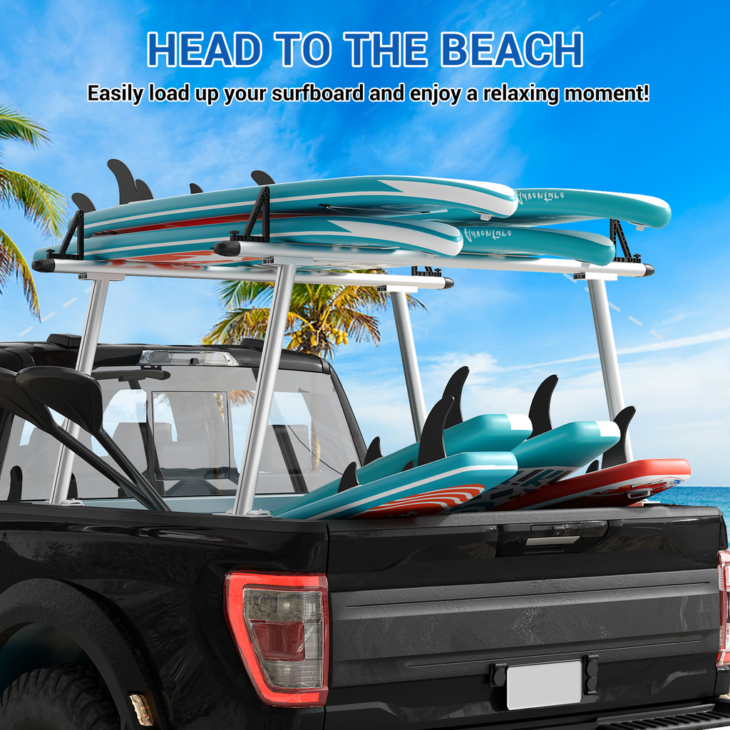 Garvee Truck Rack, 71" Aluminum Ladder Rack for Truck, 800lbs Capacity With 8 Non-Drilling C-Clamps, Heavy Duty Truck Bed Rack Two-Bar Set