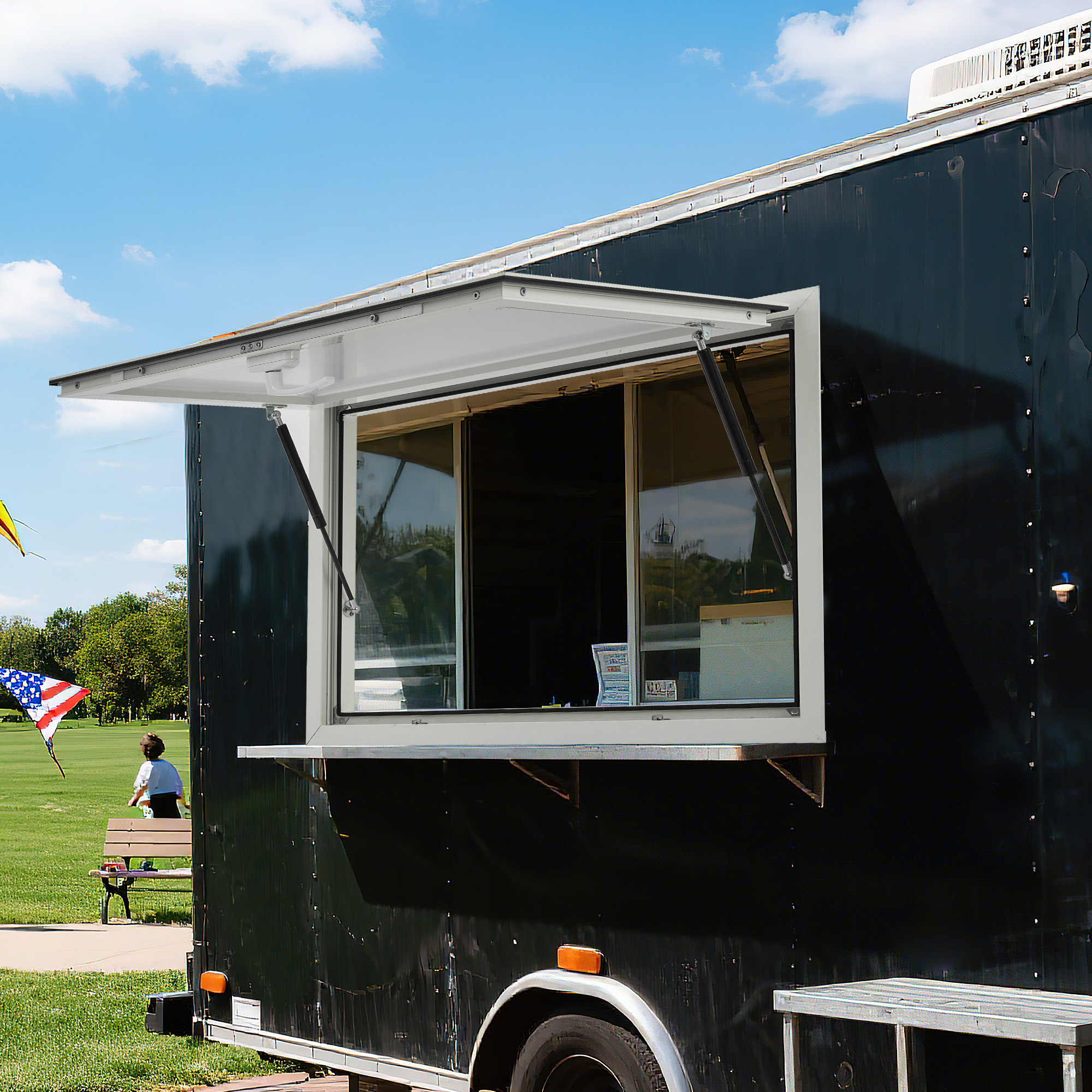 Garvee Concession Window Aluminum Alloy Food Truck Window With Door Handle For BBQ Trailer Mobile Catering 36x36 Inch