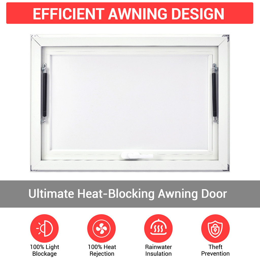 Garvee 36" x 24" Aluminum Alloy Concession Window for Food Trucks - Awning Door with Handle for BBQ Trailers and Mobile Catering