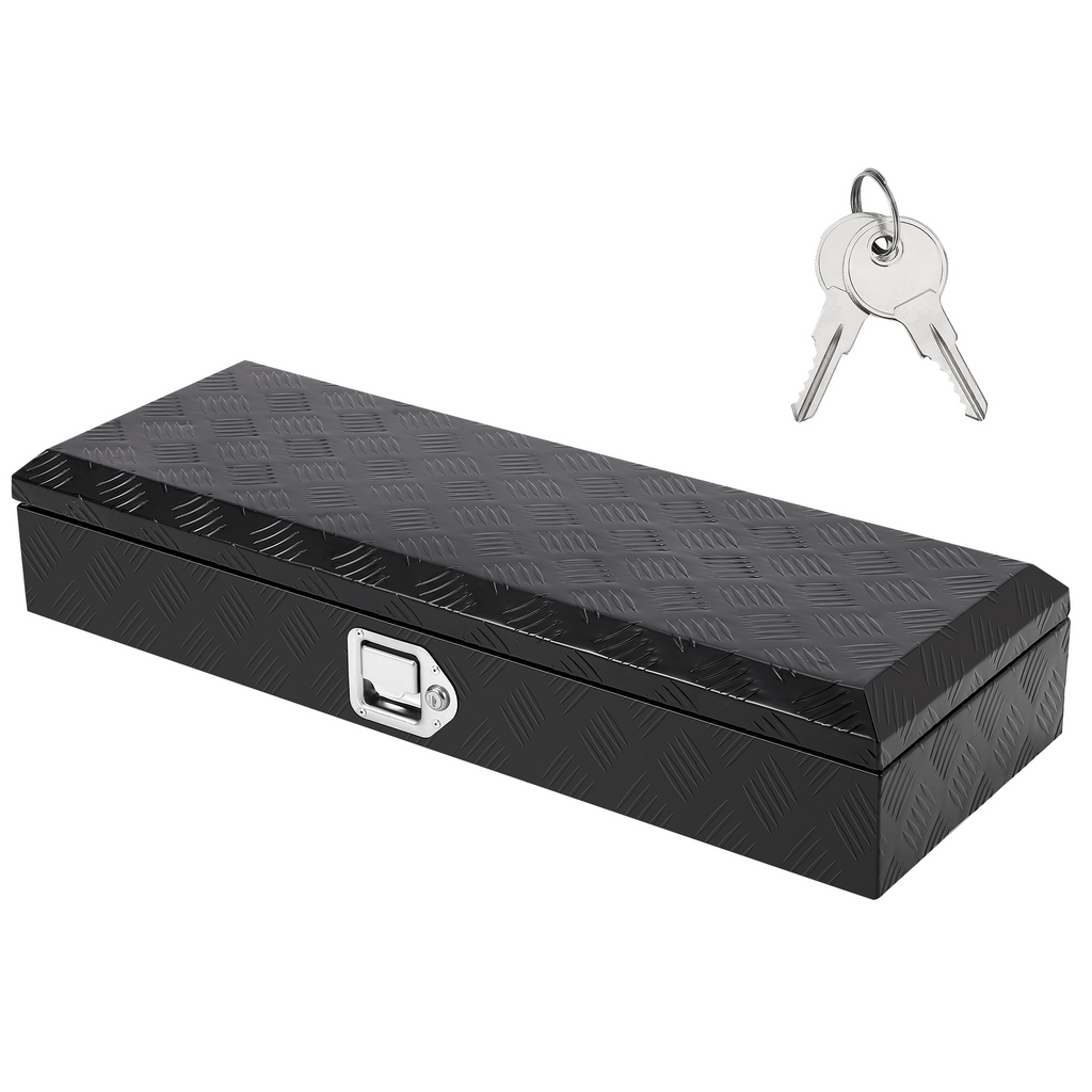 Garvee Heavy Duty Aluminum Truck Bed Tool Box 34.5x12.75x6.4 Inch, Lockable Trailer Toolbox, Durable Black