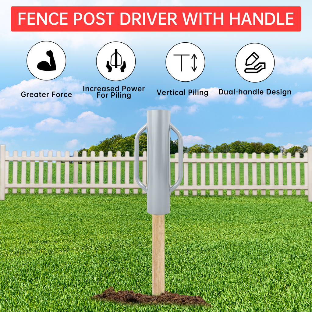 Garvee 37 Lbs Fence Post Driver Heavy Duty Steel Handles Durable Multipurpose T-Post Pounder for Fence Installation Outdoor Use