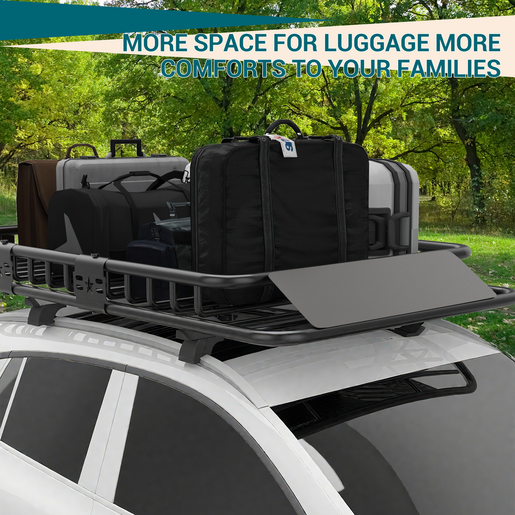 Garvee 64" x 39" x6" Rooftop Cargo Carrier Basket, Heavy Duty Steel, Black, Universal Fit for SUV and Truck Roof Racks