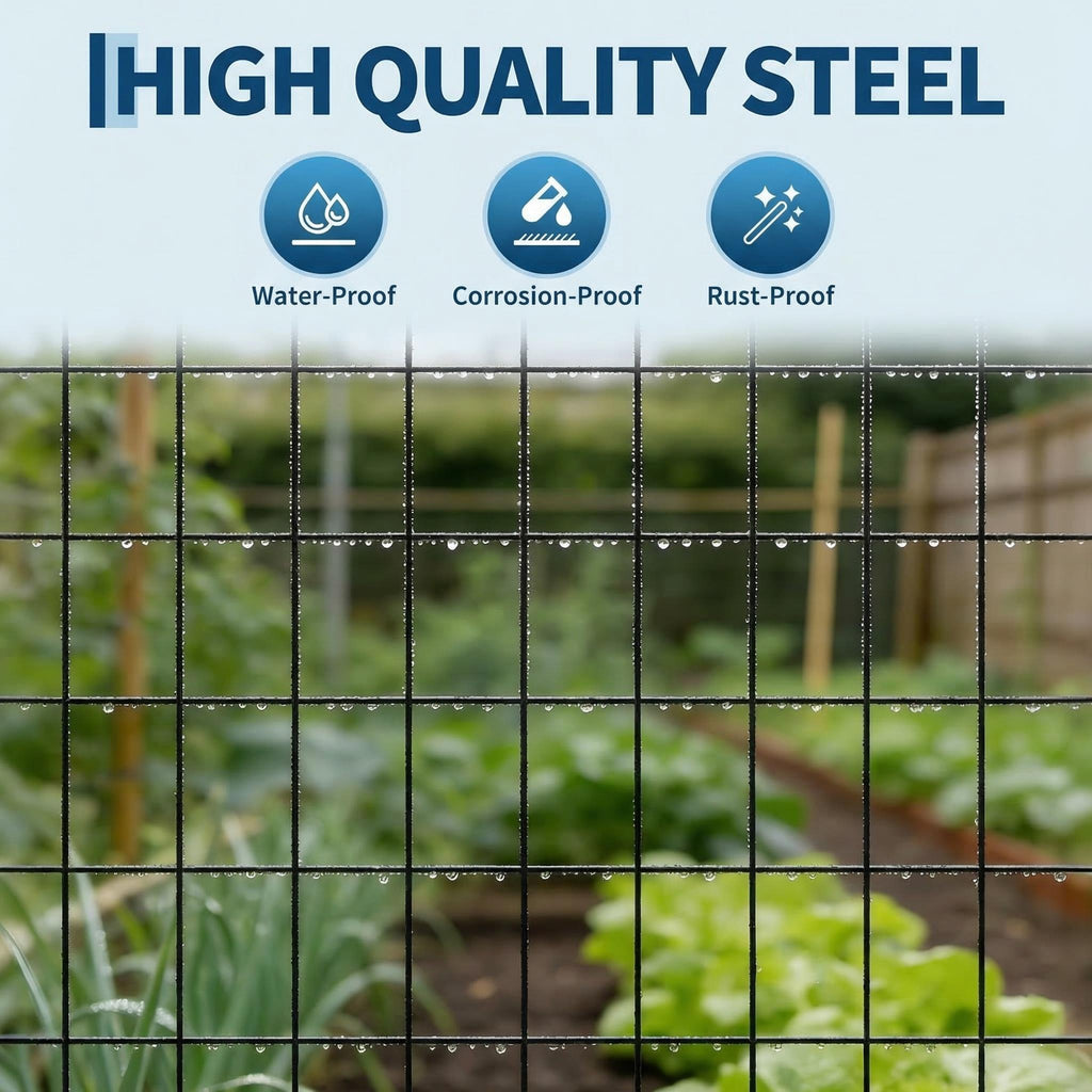 Garvee Black PVC Coated Welded Wire Fence 16GA 2"x3" Anti-Rust Durable Vinyl Coating 24"x60' Roll for Yard Garden Poultry Protection