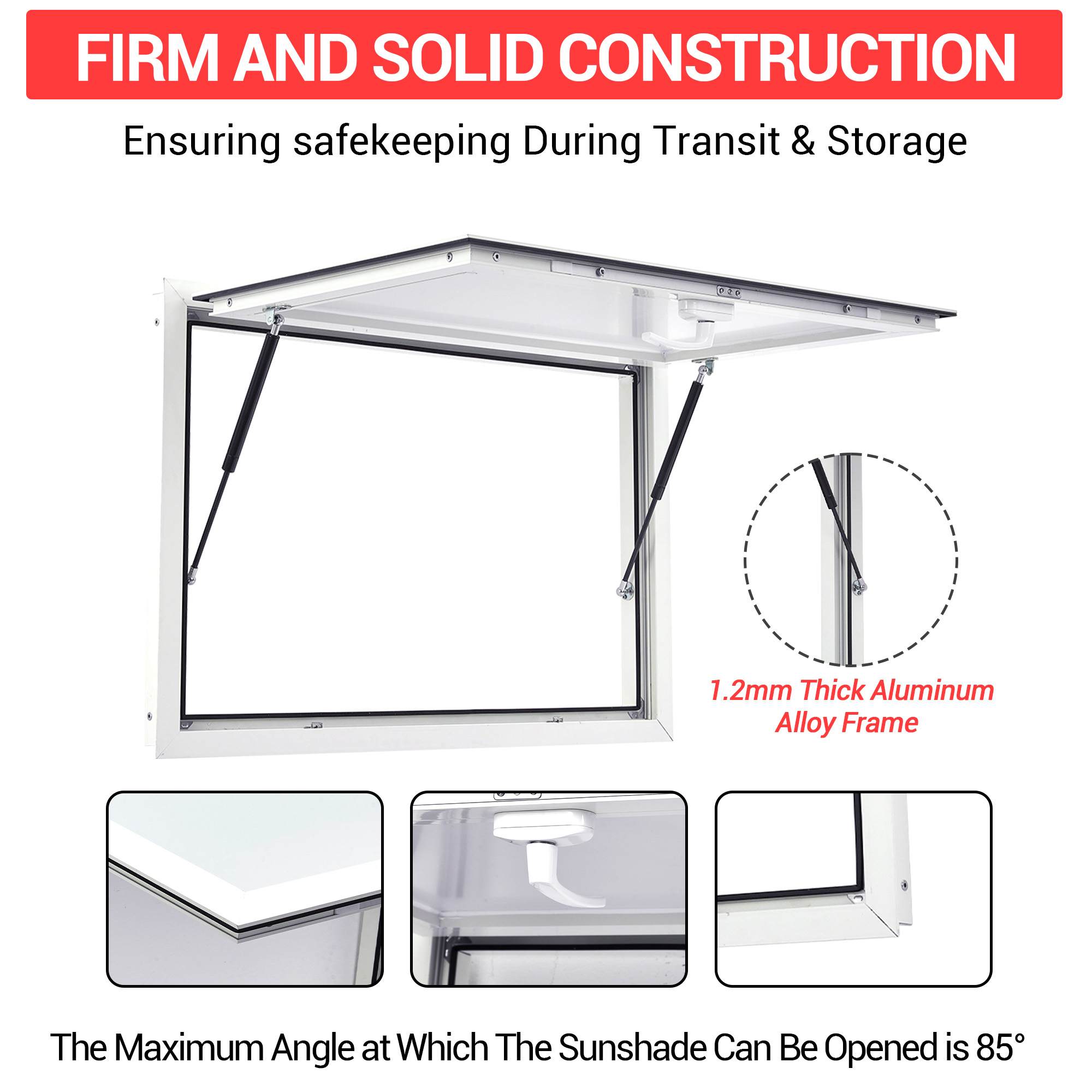 Garvee Concession Window Aluminum Alloy Food Truck Window With Door Handle For BBQ Trailer Mobile Catering 36x36 Inch