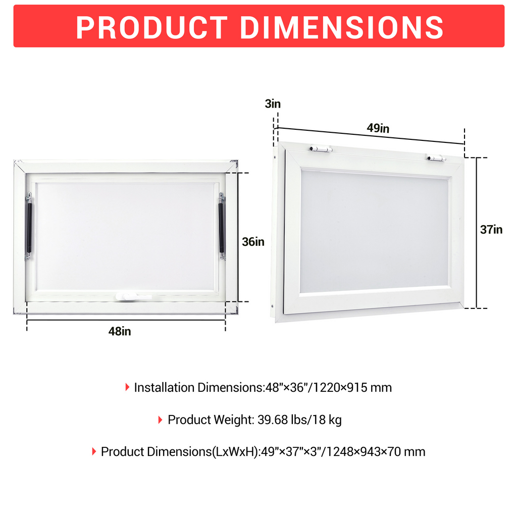 Garvee 48x36 Inch Concession Window Aluminum Alloy Food Truck Window With Door Handle For BBQ Trailer Mobile Catering