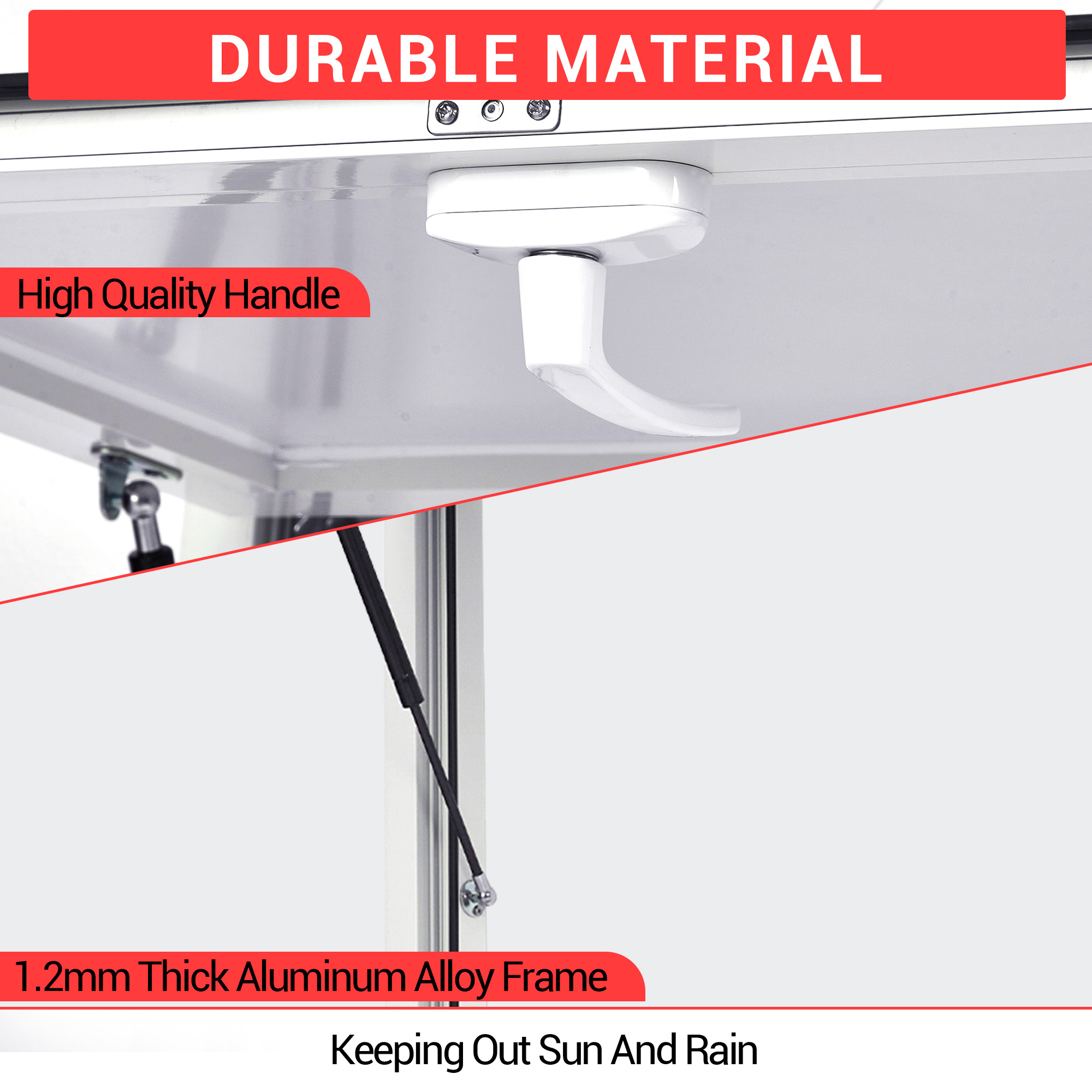 Garvee 36" x 24" Aluminum Alloy Concession Window for Food Trucks - Awning Door with Handle for BBQ Trailers and Mobile Catering