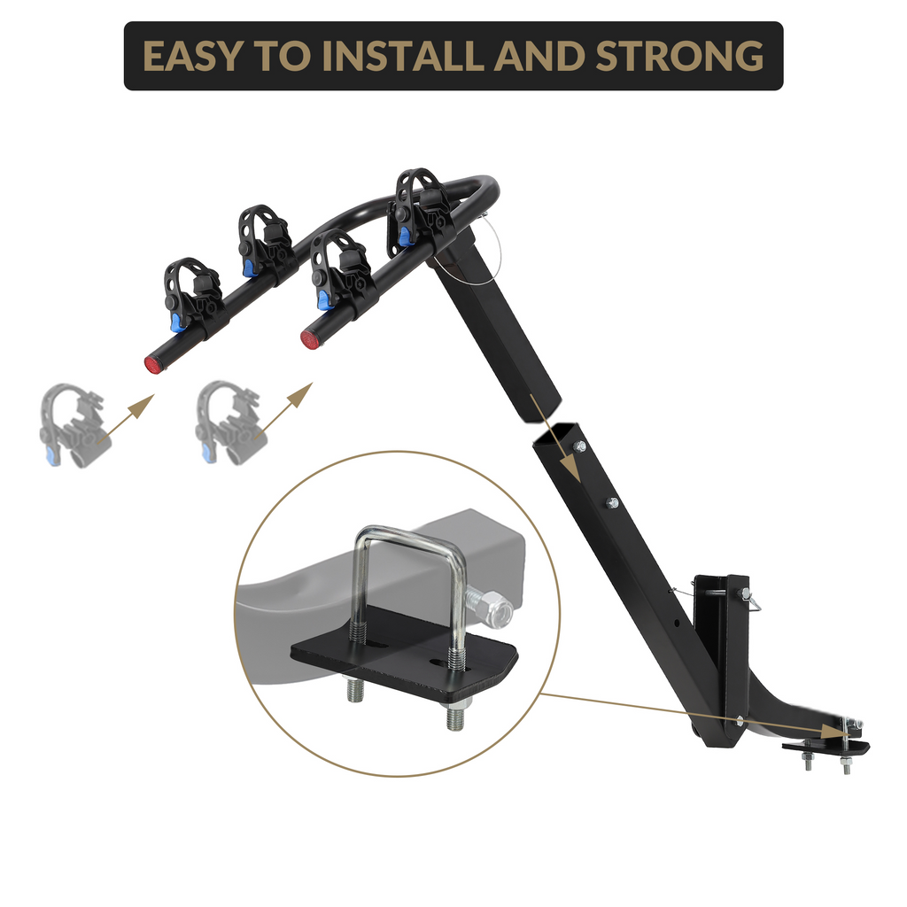Garvee 2-Bike Rack Hitch Mount - Heavy-Duty Steel Frame Folding Bicycle Carrier with Anti-Sway Stabilizer, Fits 2" Hitch Receiver, 70 lbs Capacity, Easy Assembly for SUV, Car, Truck, and RV