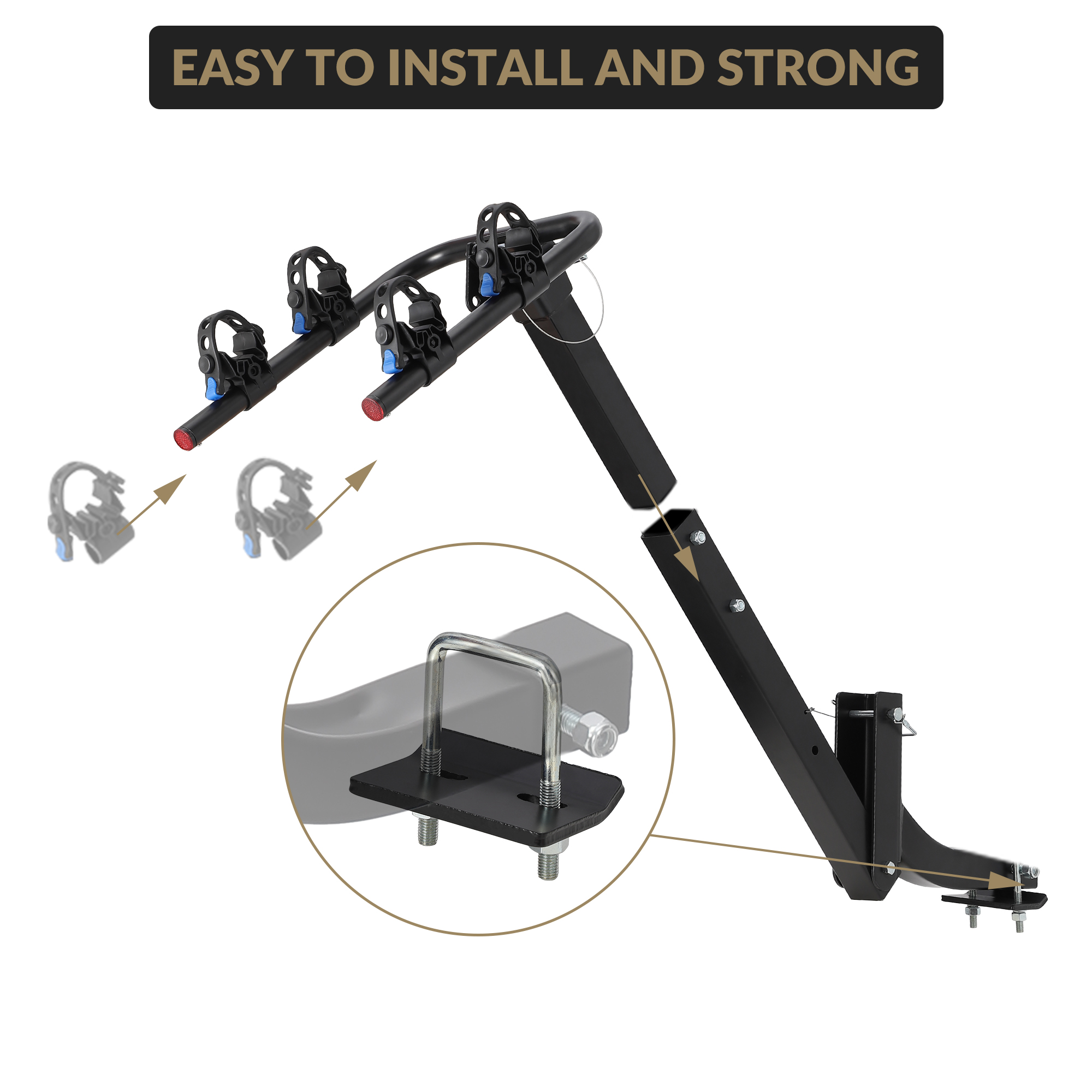Garvee 2-Bike Rack Hitch Mount - Heavy-Duty Steel Frame Folding Bicycle Carrier with Anti-Sway Stabilizer, Fits 2" Hitch Receiver, 70 lbs Capacity, Easy Assembly for SUV, Car, Truck, and RV