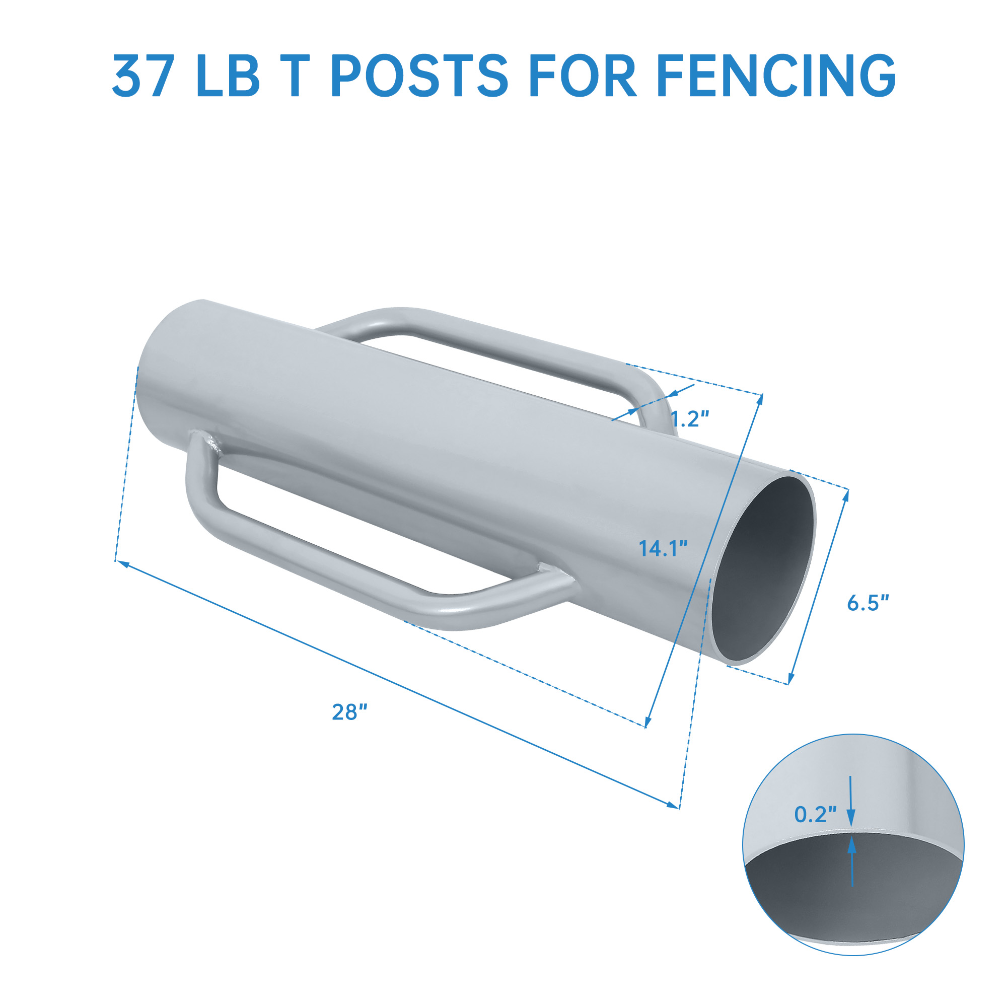 Garvee 37 Lbs Fence Post Driver Heavy Duty Steel Handles Durable Multipurpose T-Post Pounder for Fence Installation Outdoor Use